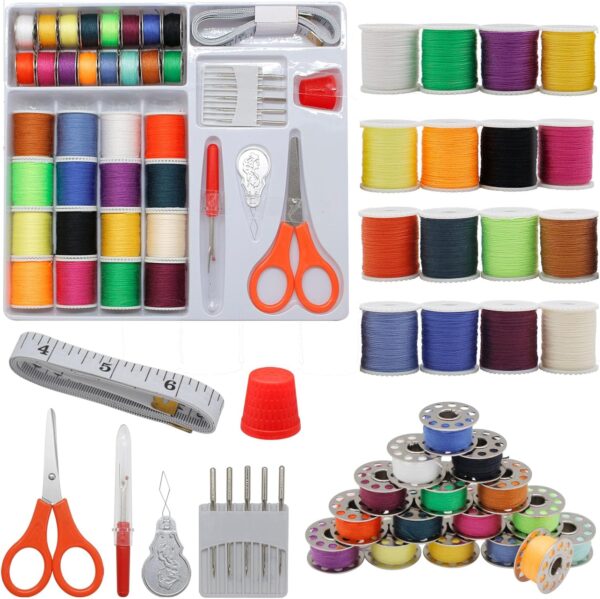 42-Piece Sewing Kit with Thread, Needles, Scissors & Tape Measure for Beginners & Travelers