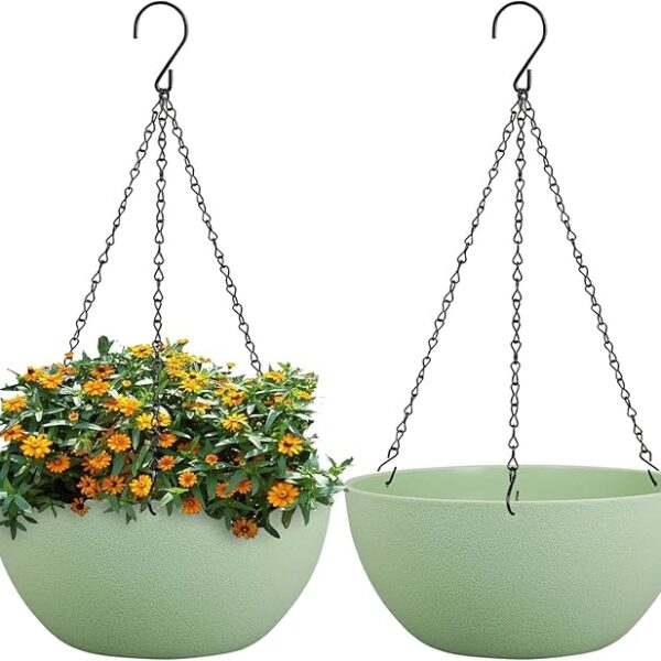 10" Hanging Planters with Drainage & Chain, 2-Pack