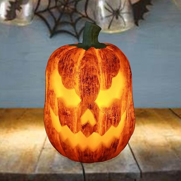 Flickering Halloween Pumpkin LED Candle, Battery-Operated with Timer for Indoor Party Decor