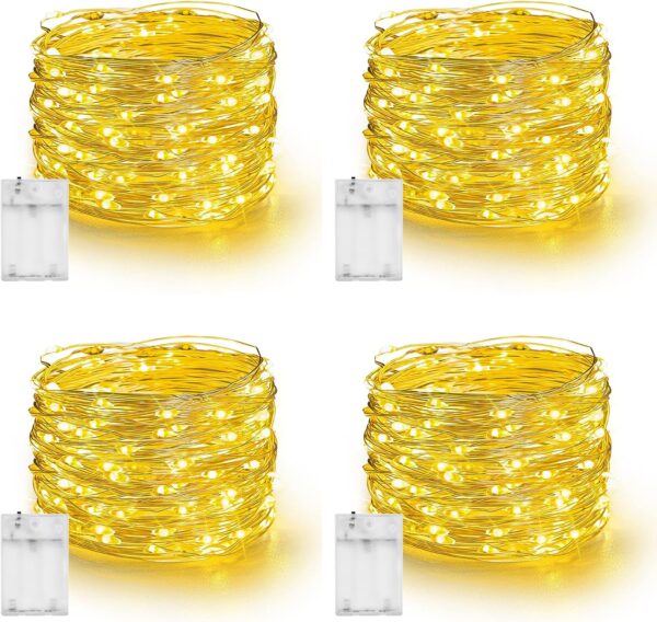 4-Pack Battery-Operated Fairy Lights – 80FT 240LED Silver Wire Waterproof String Lights for Indoor & Outdoor Decor