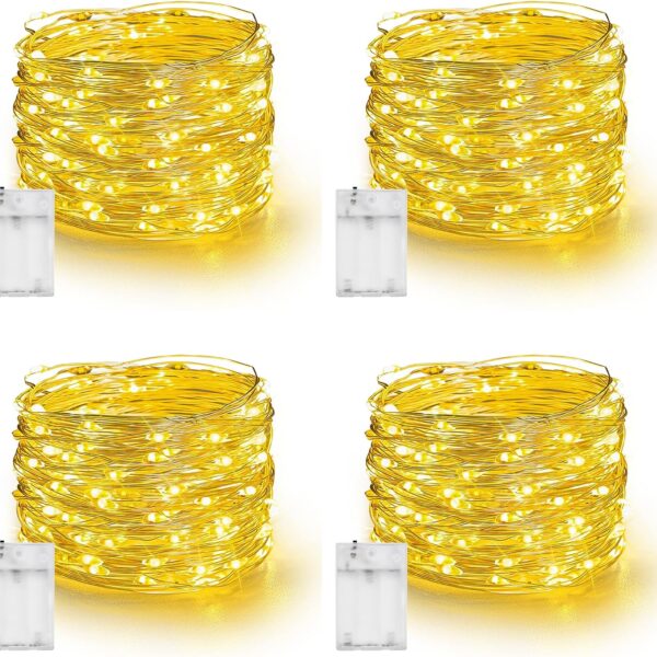 4-Pack Battery-Operated Fairy Lights – 80FT 240LED Silver Wire Waterproof String Lights for Indoor & Outdoor Decor