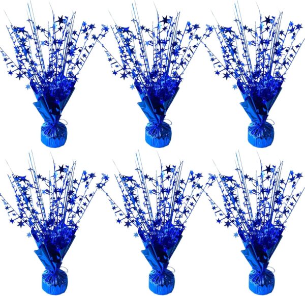 6-Pack Blue Metallic Star Spray Table Centerpieces for Events & Parties