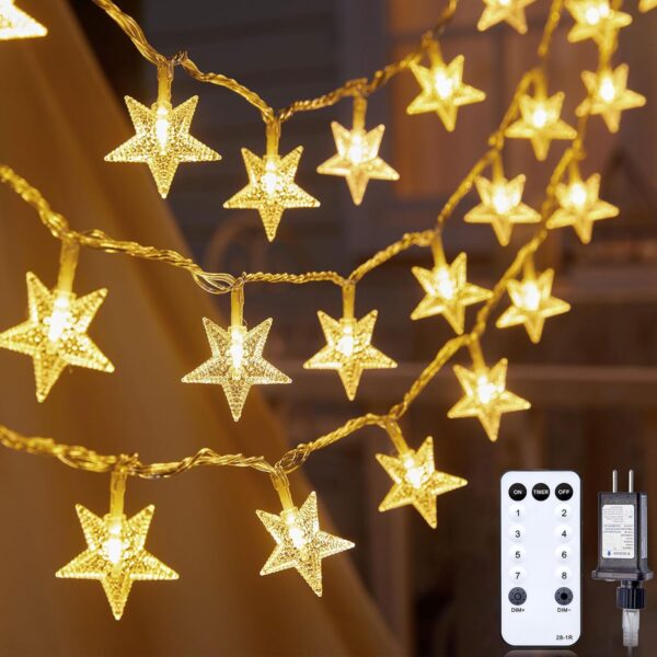 33ft 100-LED Star String Lights – Plug-In with Remote & Timer, Waterproof for Indoor/Outdoor Decor