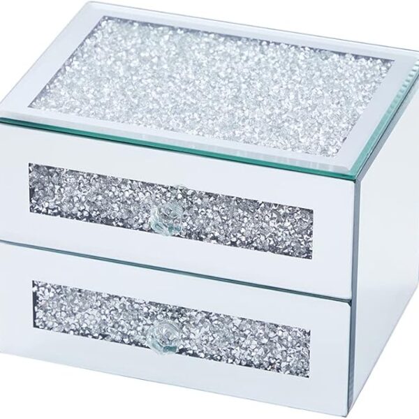 2-Layer Glass Jewelry Box with Drawers, Luxury Storage for Women (Crystal)