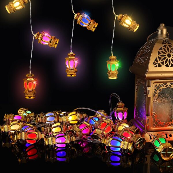 9.8ft Ramadan Eid String Lights – 20LED Battery-Operated Colorful Lanterns with Flash Modes for Islamic Decor