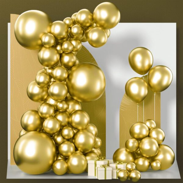 85-Piece Metallic Gold Balloon Set – 18", 12", 10", 5" for Garland & Arch Decorations