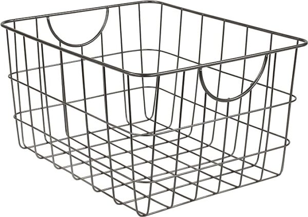 Utility Wire Storage Baskets with Handles, Sturdy Metal Organizer Bins for Kitchen, Pantry, Closet & Garage