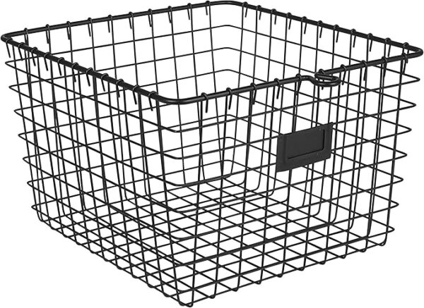 Medium Wire Storage Basket for Pets, Toys, Office & Dorm Organization (Black)