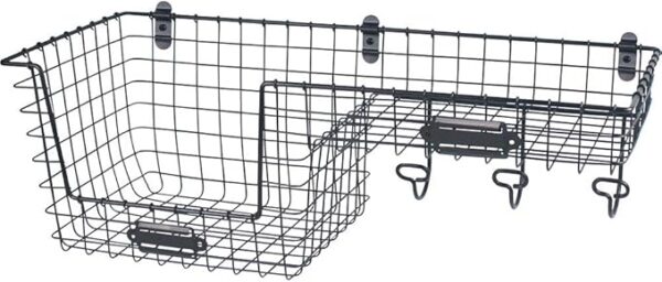 Vintage Entryway Station with Industrial Gray Basket