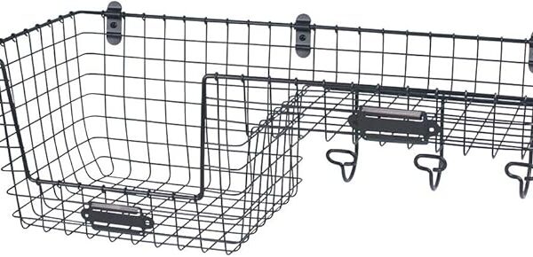 Vintage Entryway Station with Industrial Gray Basket