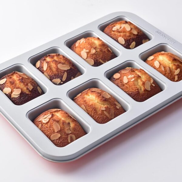Mini Loaf Pan 8-Cavity – Non-Stick Carbon Steel Financier Mold with Terracotta Base