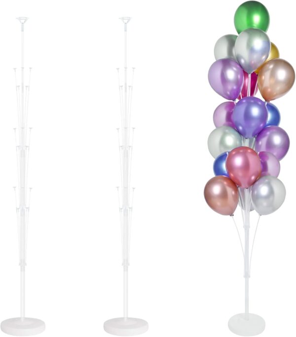 2 Sets of 6ft Balloon Stand Kit – Includes Base & Sticks for Party Decorations