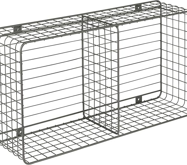 Vintage Wall-Mount Cube and Hook Station for Storage & Organization in Entryway, Laundry Room & More