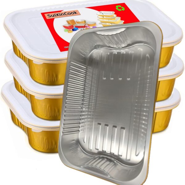 10 Pack Gold Aluminum Foil Baking Pans with Lids – 9"×13" Disposable & Reusable