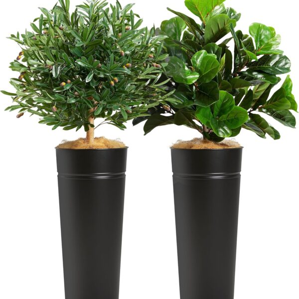 4.2ft Artificial Olive & Fiddle Leaf Fig Tree with Black Steel Planter
