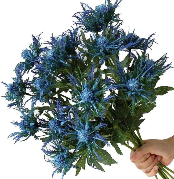 8 Stems Artificial Blue Thistle Flowers - 26" Rustic Eryngium Spray