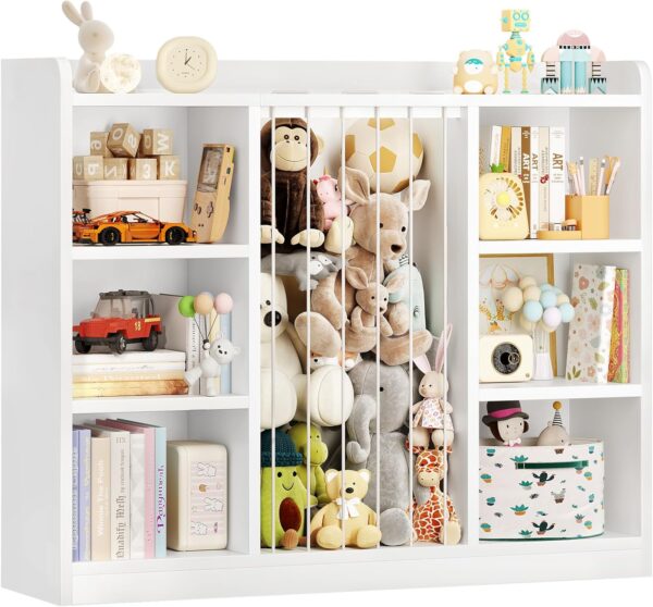 Toddler Stuffed Animal & Toy Storage Organizer with 8 Cubbies (White)