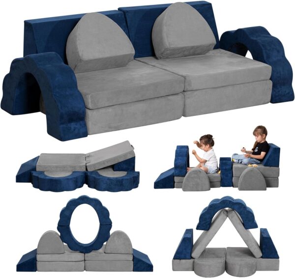 10PCS Modular Kids Play Couch, Convertible Foam Sofa for Playroom