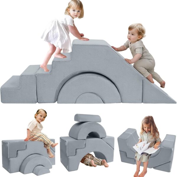 Foam Climbing Toddler Couch with Slide & Stairs, Modular Play Sofa