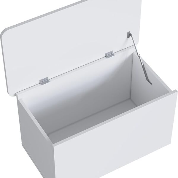 Art In Furniture Storage Chest – Wooden Organizer with Flip-Top Lid – Compact Design (White)