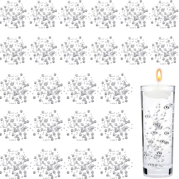 24-Piece Silver Artificial Pearl String for Candle Vases & Party Decor