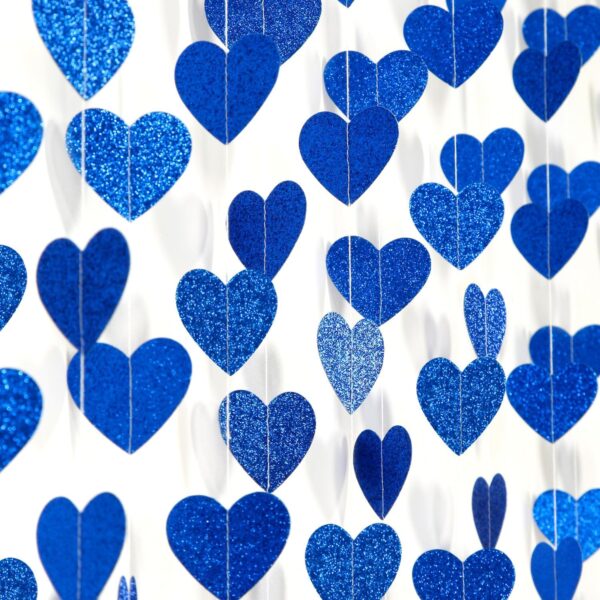 52ft Royal Blue Heart Garland – Party Backdrop for Birthday, Wedding & More