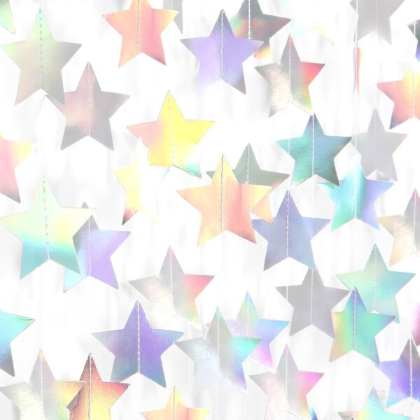 62ft Disco Holographic Star Garland – Twinkle Banner for Party & Event Decor
