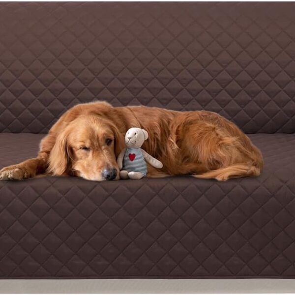 Reversible Water-Resistant Couch Cover for 3-Cushion Sofa – Pet-Friendly Furniture Protector (Chocolate/Beige)