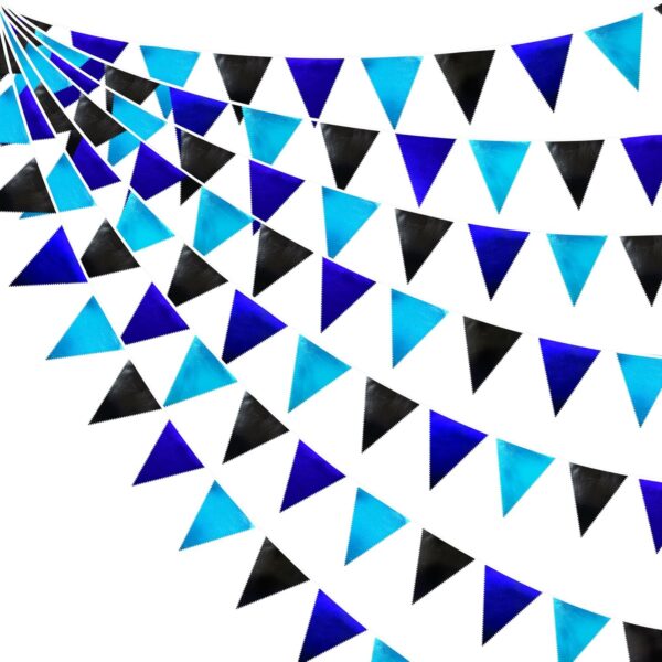 Black & Blue Metallic Pennant Banner – Party Garland for Birthdays, Weddings & More