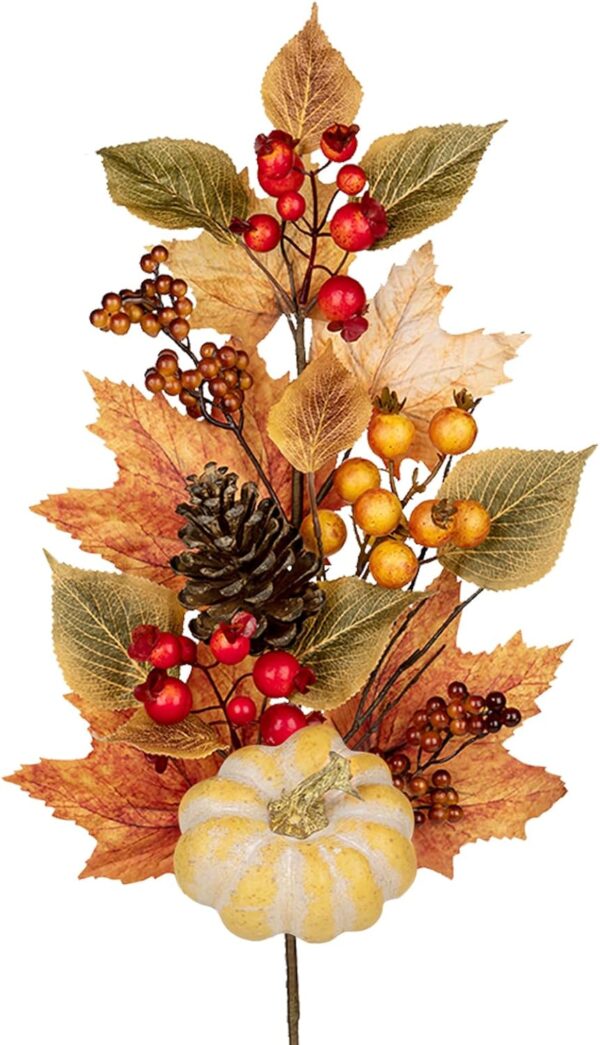 30" Artificial Fall Branches with Pumpkin, Pine Cone & Berries for Autumn Decor