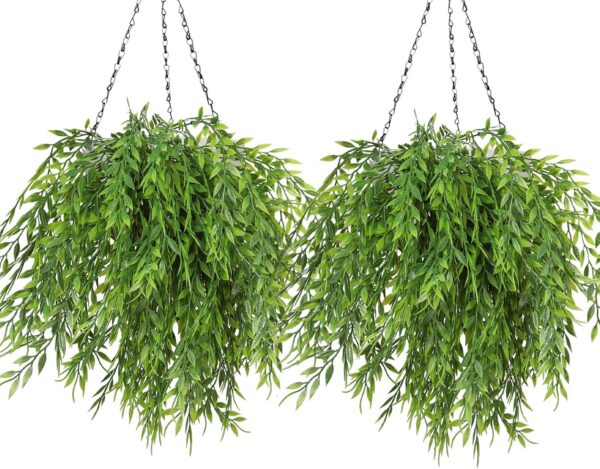 6-Pcs Artificial Weeping Willow Vines, UV Resistant Hanging Greenery for Indoor/Outdoor Decor