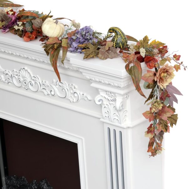 6FT Hydrangea & Pumpkin Fall Garland for Porch, Mantel & Table Decor