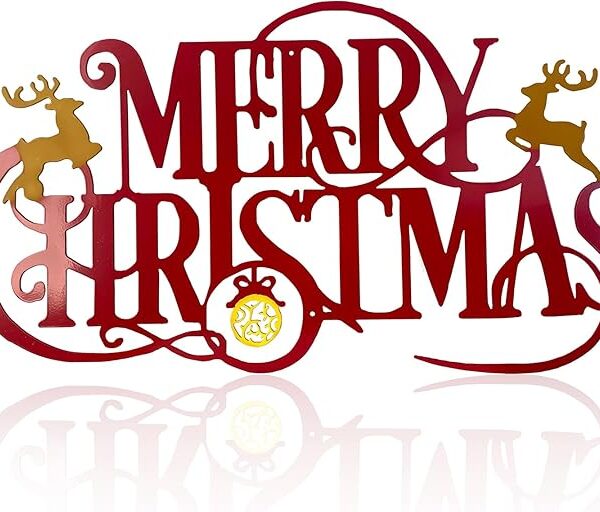 Metal "Merry Christmas" Wall Sign for Indoor & Outdoor Holiday Decor