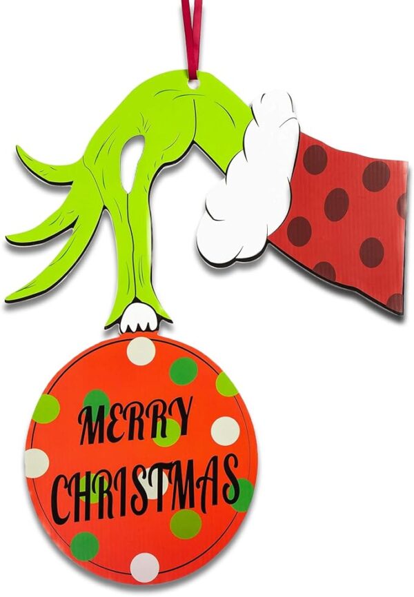 Whoville Thief Hand Wooden Christmas Door Hanger, 13.6" x 16.6" Holiday Decor