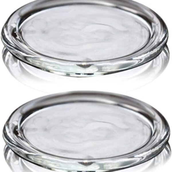 2 Pack Clear Glass Candle Holders – 4" Round Transparent Plates