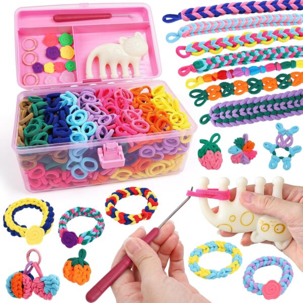Elastic Cloth Band Bracelet Kit – 1000+ Colorful Loops for Kids, Arts & Crafts Toy, Birthday Gift for 6-12 Year Olds