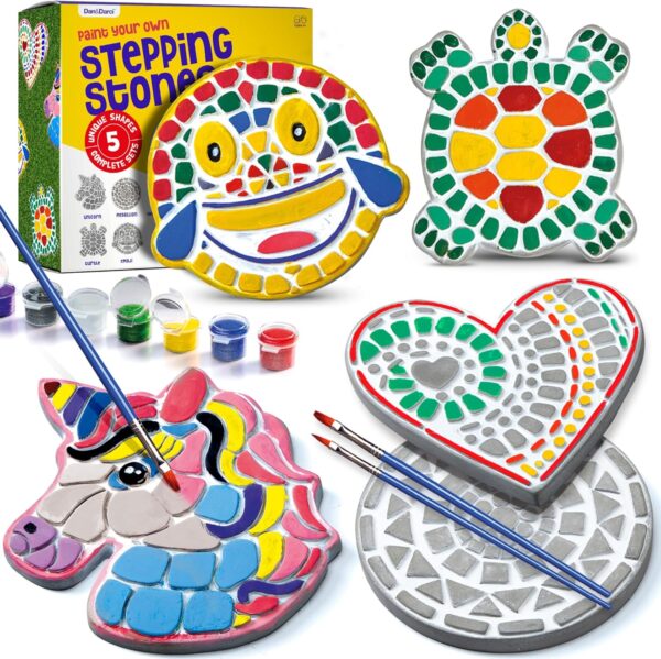 Stepping Stones Painting Kit – Unicorn Garden Stones Craft for Kids 6-12, Outdoor Easter & Summer Gift