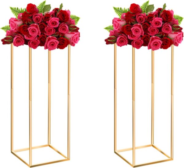 2-Pack 23.6" Gold Flower Stands for Weddings & Home Decor