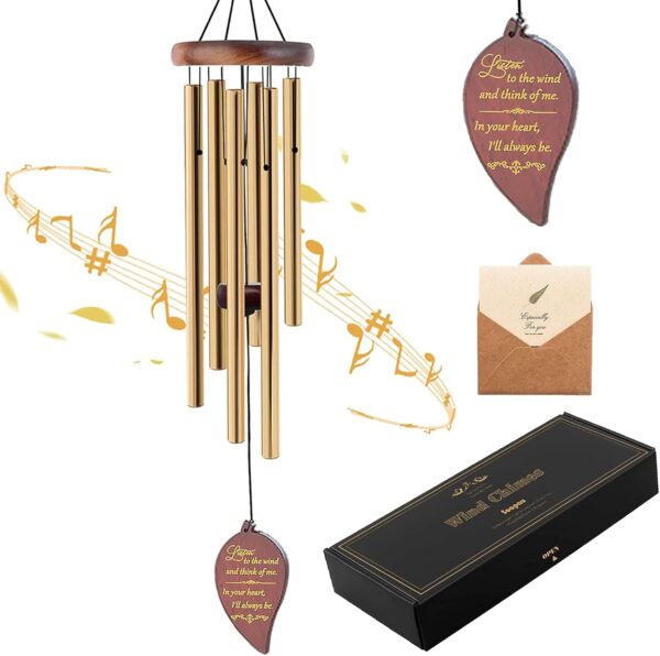 30" Wooden Sympathy Wind Chimes – Memorial Gift for Loss, Outdoor Garden & Patio Decor