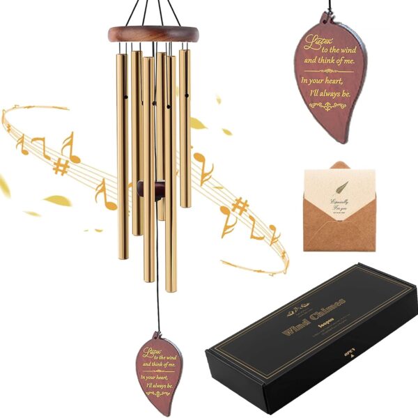 30" Wooden Sympathy Wind Chimes – Memorial Gift for Loss, Outdoor Garden & Patio Decor