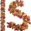 4 Pack 5.2ft Fall Oak Leaf Garlands – Artificial Autumn Foliage for Indoor/Outdoor Thanksgiving & Halloween Decor - Image 2