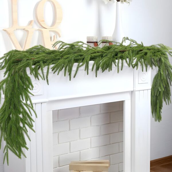 2-Pcs 6FT Artificial Norfolk Pine Garlands for Indoor/Outdoor Christmas Decor