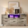 TV Cabinet with Storage & LED Lights – Metal Frame, 8 Drawers, Power Outlets for 32-65 inch TVs - Image 2