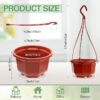 24 Pcs Hanging Plastic Planter Pots with Hooks - 6.7 Inch, Brown - Image 2