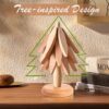 Wooden Christmas Tree Trivets, Set of 3 Coasters with Stand for Hot Dishes (Beech Wood) - Image 2