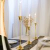 Gold Metal Taper Candle Holders, Vintage Centerpiece Set (6 pcs) for Holidays & Events - Image 2