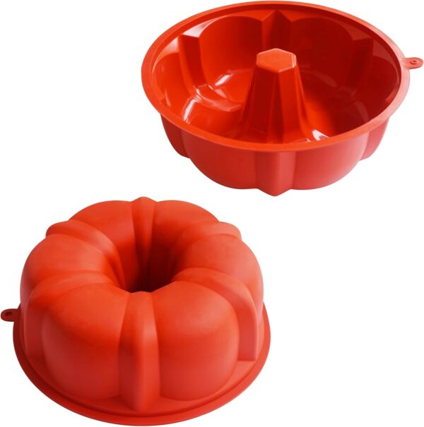 2-Pack 10-Inch Silicone Bundt Cake Pans – Non-Stick Fluted Molds for Cake, Jelly & More