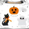 3-Piece Cute Halloween Wooden Decor Set, Black Cat, White Ghost & Orange Pumpkin for Tiered Tray & Home Display - Image 2