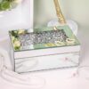 Luxury Silver Crushed Diamond Jewelry Box, Mirrored Glass Organizer for Rings & Jewelry Storage - Image 2