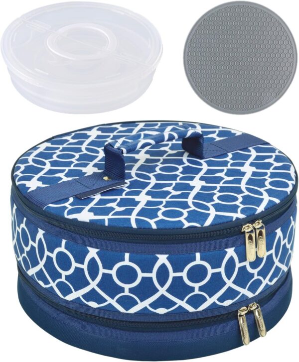 12.5x6" Insulated Pie & Casserole Carrier – Double-Layer Thermal Lunch & Picnic Bag Set